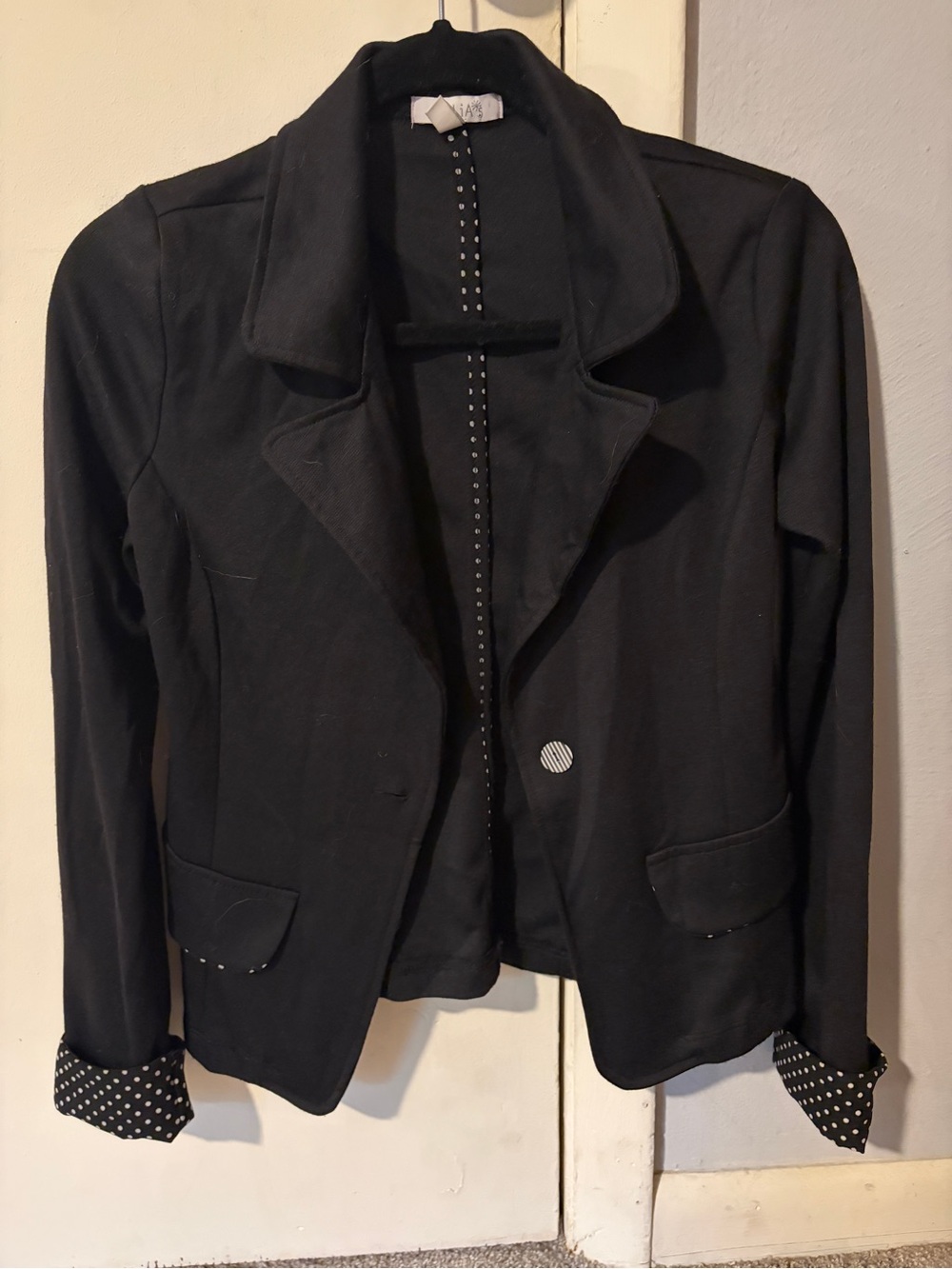 Delia’s Black Women's Blazer with Polka Dot Trim